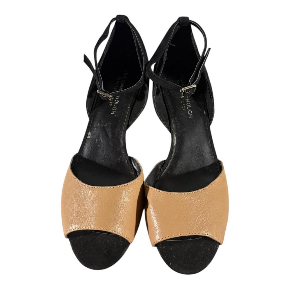 Julianne Hough Sole Society Leather Wedge Heels Black Tan Size 9 M - Picture 3 of 8